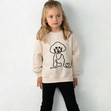 Mayoral Girls Crystal Embellished Dog Sweatshirt & Flare Leggings Set 7-12 ~ Natural/Black