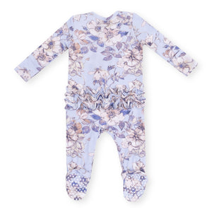 Angel Dear 2 Way Zipper Ruffle Footie ~ Woodrose Periwinkle