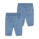 Stella McCartney Baby Girl Frilled Sweatshirt & Chambray Pants w/ Horses Embroidery ~ Light Pink/Blue