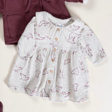 Play Up Baby Bird Print Woven Dress ~ Natural/Dark Rose