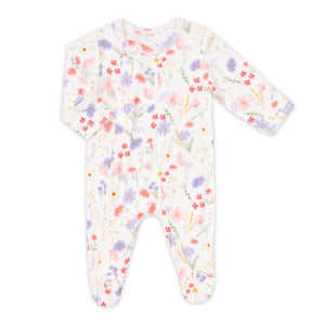 Coccoli Modal Zipper Footie ~ Flowers on Cream