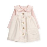 Play Up Baby Ruffle Collar Onesie & Corduroy Dress Set ~ Pale Pink/Ecru