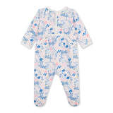 Petit Bateau Back Snap Cats Floral Print Footie ~ Multi