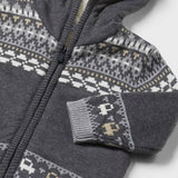 Mayoral Baby Boy Fleece Lined Knit Zip Hoodie ~ Heathered Pencil