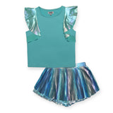 MIA New York s/s Flutter Top & Pleated Skort Set ~ Blue