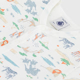 Petit Bateau s/s Animal Print Short Romper ~ White Multi