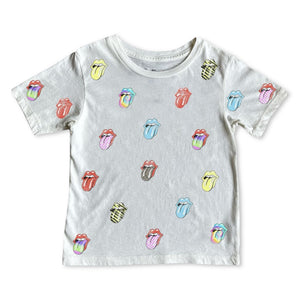 Rowdy Sprout Rolling Stones Printed s/s T-shirt ~ Vintage White
