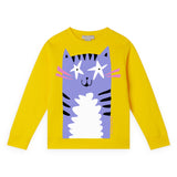 Stella McCartney Girls Starry Eyes Funny Cat Sweatshirt ~ Yellow