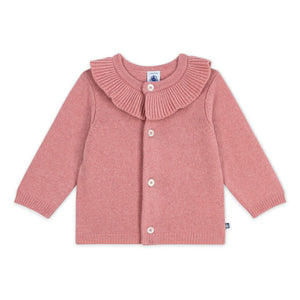 Petit Bateau Baby Ruffle Collar Knit Cardigan ~ Pink