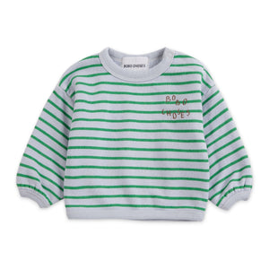 Bobo Choses Baby Striped Sweatshirt & Joggers Set ~ Light Heather Grey/Green