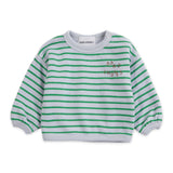 Bobo Choses Baby Striped Sweatshirt & Joggers Set ~ Light Heather Grey/Green