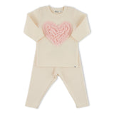 Oh Baby! Terry Ruffle Heart 2pc Set ~ Milk