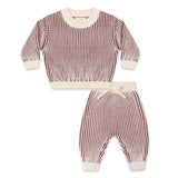 Quincy Mae Relaxed Chunky Knit Sweater & Pants Set ~ Black Cherry Stripe