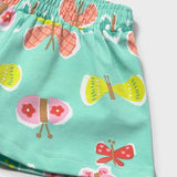 Mayoral Baby Girl 3D Butterfly Top & Printed Shorts Set ~ White/Turquoise