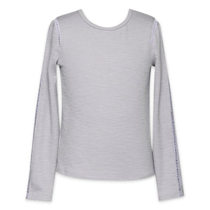Hannah Banana Ribbed Latter Trimmed l/s Top 7-12 ~ Gray