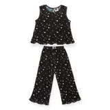 Petite Hailey Printed Pleated Top & Pants Set ~ Stars/Black