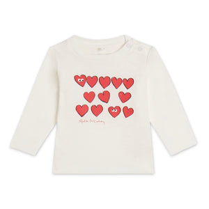 Stella McCartney Baby Girl Hearts l/s T-Shirt & Chambray Pants w/ Heart Patches Set ~ White/Blue