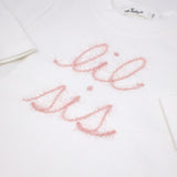 Oh Baby! "Lil Sis" Embroidered 2pc Set ~ Cream/Pink Sparkle