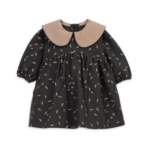 Play Up Baby Printed Dress w/ Collar ~ Black/Tan