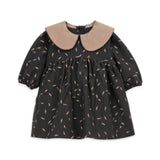 Play Up Baby Printed Dress w/ Collar ~ Black/Tan