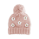 The Blueberry Hill Knit Flowers Hat ~ Blush