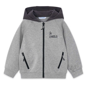 Mayoral Boys Bi-material Zip Hoodie & Sweatpants Set ~ Fog