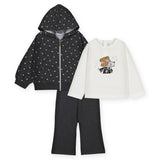 Mayoral Baby Girl Stars Zip Hoodie, l/s Tee & Sweatpants Set ~ Heathered Lead