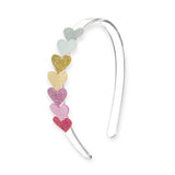 Lilies & Roses Mini Pearlized & Glitter Hearts Headband ~ Pink/Silver/Gold