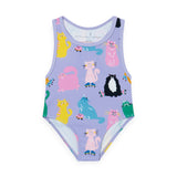 Stella McCartney Girls Cats Swimsuit ~ Purple