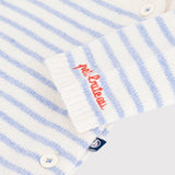 Petit Bateau Knit Striped Romper ~ Cream/Blue