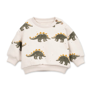 Play Up Baby Stegosaurus Print Sweatshirt & Twill Pants Set ~ Natural/Moss