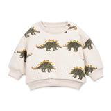 Play Up Baby Stegosaurus Print Sweatshirt & Twill Pants Set ~ Natural/Moss