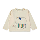 Babyclic Elephant l/s T-Shirt & Corduroy Pants Set ~ Ecru/Electric Blue