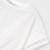 Mayoral Girls Tie Front s/s Top 7-12 ~ Natural