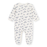 Petit Bateau Velour Front Snap Zebra Print Footie ~ White/Blue