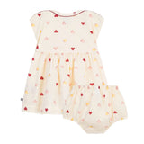 Petit Bateau Baby Multi Heart Print s/s Dress w/ Bloomers ~ Cream Multi