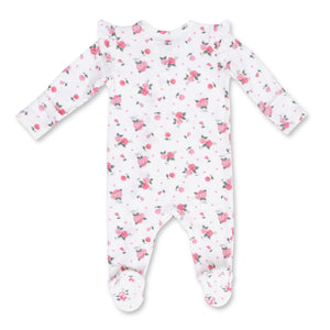 Angel Dear 2 Way Zipper Frill Sleeve Footie ~ Pink Rosettes