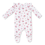 Angel Dear 2 Way Zipper Frill Sleeve Footie ~ Pink Rosettes