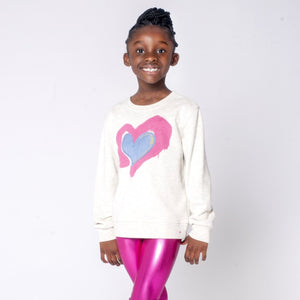 Appaman Girls Ruby Sweatshirt ~ Light Grey Heather/Heart