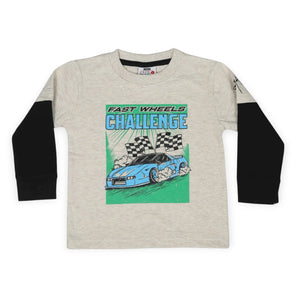 Mish Fast Wheels 2fer l/s Tee ~ Oatmeal/Black