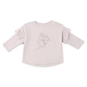 Quincy Mae Fleur l/s Ruffle Tee & Floret Drawstring Pants Set ~ Lilac/Ivory