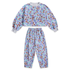Bobo Choses Girls Watercolor Print Cropped Sweatshirt & Cocoon Sweatpants set ~ Lavender