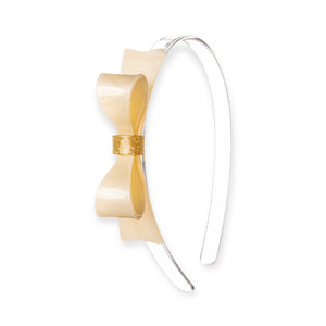 Lilies & Roses Pearlized Bow Tie Headband ~ Gold