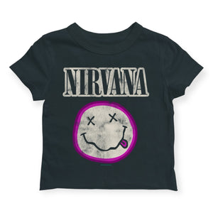Rowdy Sprout Girls Nirvana Smiley s/s Fitted Tee ~ Black Sands