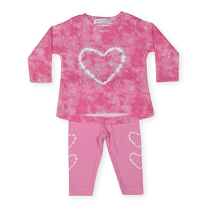 Little Mish Burn Out Hearts Thermal Top & Legging Set ~ Pink