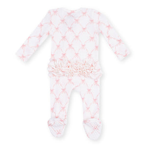 Angel Dear 2 Way Zipper Thermal Ruffle Footie ~ Ribbon Bow Trellis