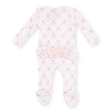 Angel Dear 2 Way Zipper Thermal Ruffle Footie ~ Ribbon Bow Trellis