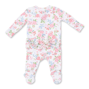 Angel Dear 2 Way Zipper Ruffle Back Footie ~ Cute Little Roses