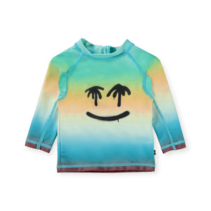 Molo Baby Nemo l/s Rashgaurd & Newton Swim Trunks ~ Palm Spray Face