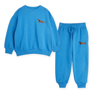 Mini Rodini Boys Dog Embroidered Sweatshirt & Sweatpants Set ~ Blue